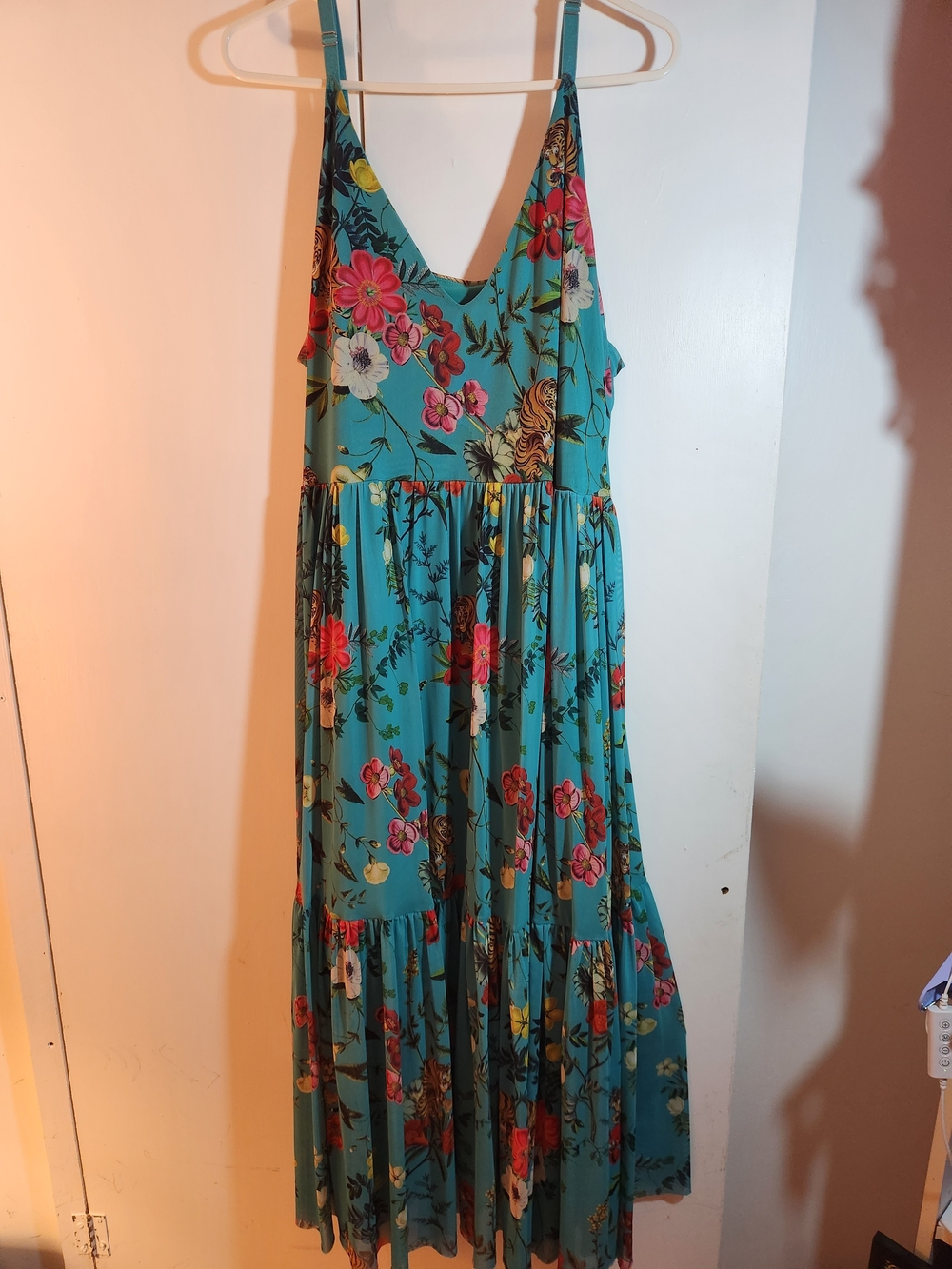 Blackmilk Teal Floral V-Neck Maxi Dress with Adjustable Straps